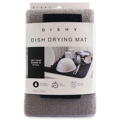 DISHY DISH DRY MAT GREY 40.6 X 45.7CM