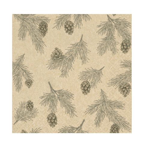 HF NATURAL ECO PINE CONES NAPKINS 20 PK-GREY