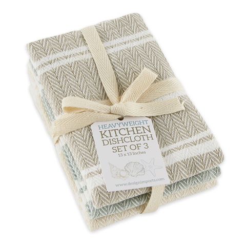 DII BOARDWALK STRIPE DISH CLOTHS 3PK