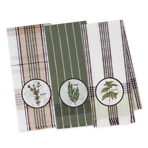 DII HERB GARDEN EMBELLISHED DISH TOWELS 12PK