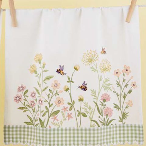 DII SPRING WILDFLOWERS EMBELLISHED DISH TOWEL