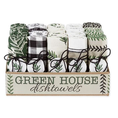 DII GREEN HOUSE DISH TOWEL 20PK-ASS
