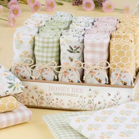 DII HONEY BEE MEADOW DISH TOWEL 20PK-ASS