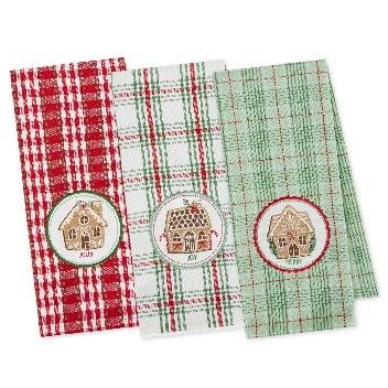 DII GINGERBREAD HOUSES EMBELLISHED DISH TOWELS