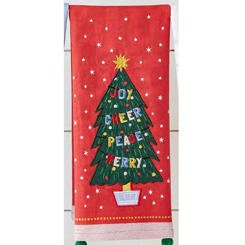 DII CHRISTMAS WISHES TREE  EMBELLISHED DISH TOWEL