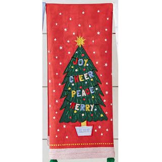 DII CHRISTMAS WISHES TREE  EMBELLISHED DISH TOWEL