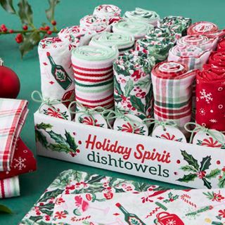 DII HOLIDAY SPIRIT ASSORTED DISHTOWELS 20 PACK