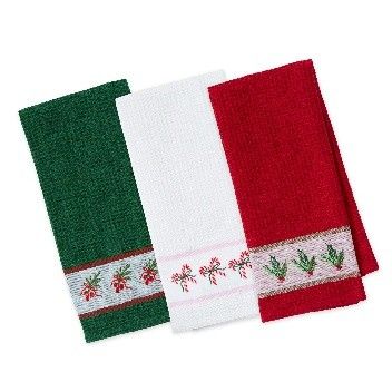 DII HOLIDAY PARTY EMBROIDERED DISH TOWEL