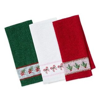 DII HOLIDAY PARTY EMBROIDERED DISH TOWEL