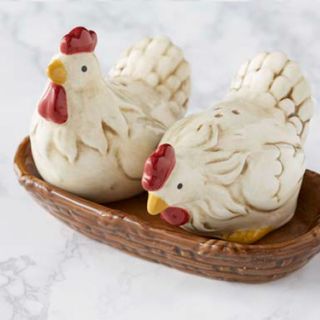 DII CERAMIC HENS SALT & PEPPER SET