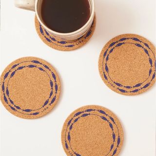 LIGA NATURAL ROUND COASTER - FISH ON A LINE GREY