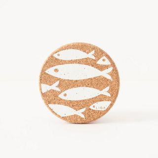 LIGA NATURAL ROUND COASTER - FISH WHITE