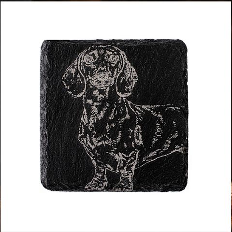 SELBRAE HOUSE SINGLE SLATE COASTER 11X11CM - DACHSHUND