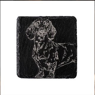 SELBRAE HOUSE SINGLE SLATE COASTER 11X11CM - DACHSHUND