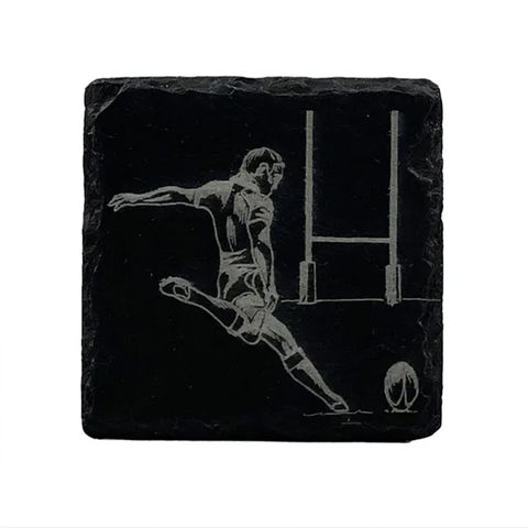 SELBRAE HOUSE SINGLE SLATE COASTER 11X11CM -RUGBY