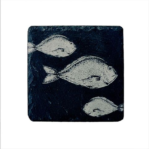 SELBRAE HOUSE SINGLE SLATE COASTER 11X11CM - FISH REPEAT