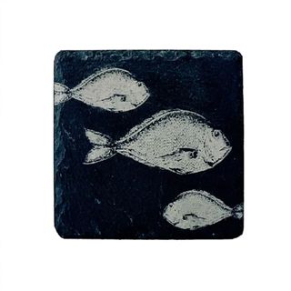 SELBRAE HOUSE SINGLE SLATE COASTER 11X11CM - FISH REPEAT