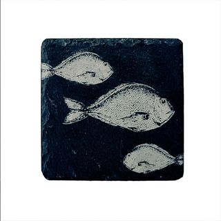 SELBRAE HOUSE SINGLE SLATE COASTER 11X11CM - FISH REPEAT
