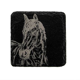 SELBRAE HOUSE SINGLE SLATE COASTER 11X11CM -HORSE