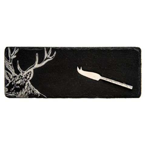 SELBRAE HOUSE MINI SLATE CHEESE BOARD & KNIFE-STAG