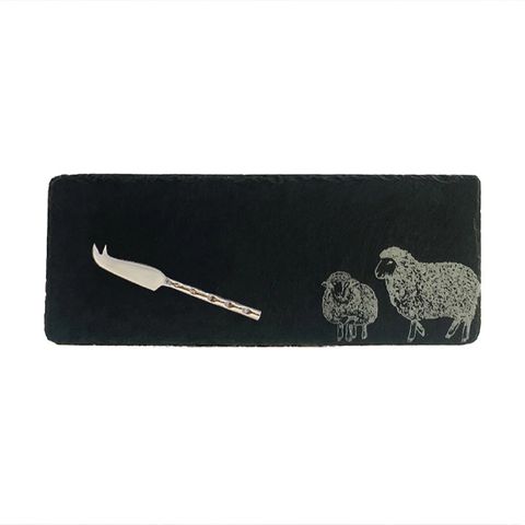 SELBRAE HOUSE MINI SLATE CHEESE BOARD & KNIFE-SHEEP