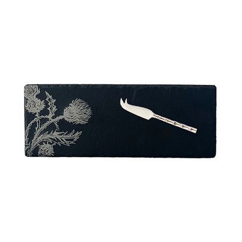 SELBRAE HOUSE MINI SLATE CHEESE BOARD & KNIFE-THISTLE