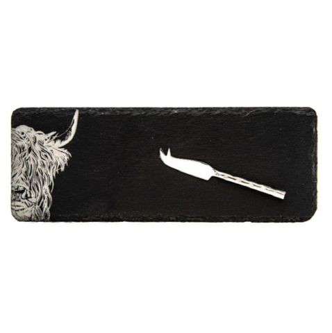 SELBRAE HOUSE MINI SLATE CHEESE BOARD & KNIFE-COW