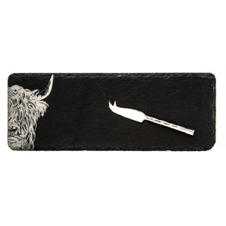 SELBRAE HOUSE MINI SLATE CHEESE BOARD & KNIFE-COW