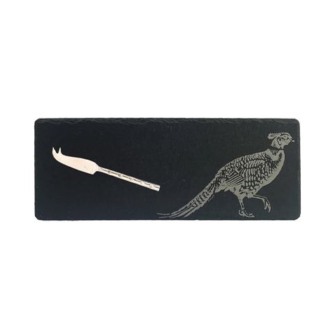 SELBRAE HOUSE MINI SLATE CHEESE BOARD & KNIFE-PHEASANT