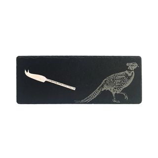 SELBRAE HOUSE MINI SLATE CHEESE BOARD & KNIFE-PHEASANT