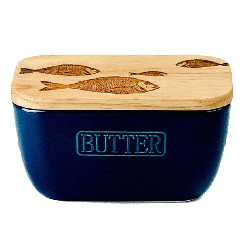 SELBRAE HOUSE BLUE BUTTER DISH - FISH REPEAT