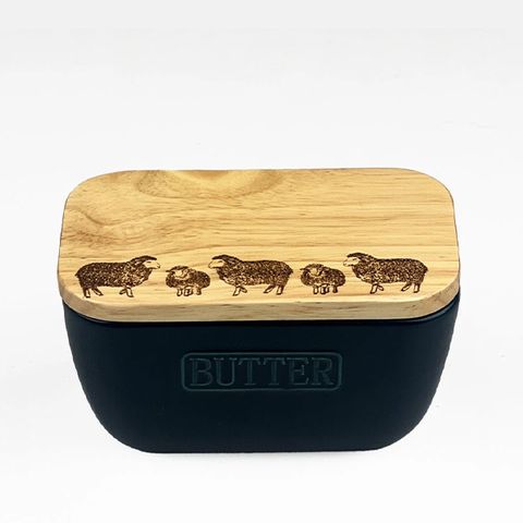 SELBRAE HOUSE BLUE BUTTER DISH - SHEEP