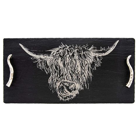 SELBRAE HOUSE SLATE LGE SERVING TRAY-COW GIFT BOXED