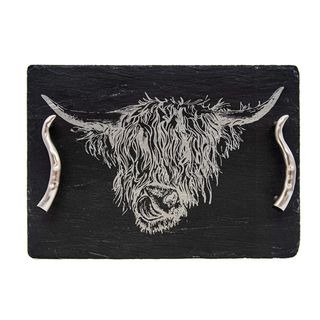 SELBRAE HOUSE SLATE MED SERVING TRAY-COW GIFT BOXED