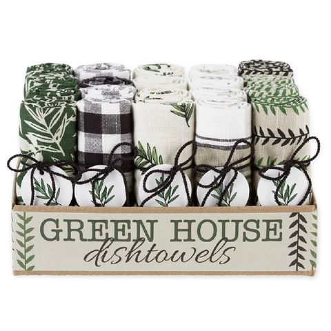 DII GREEN HOUSE DISH TOWEL 20PK-ASS