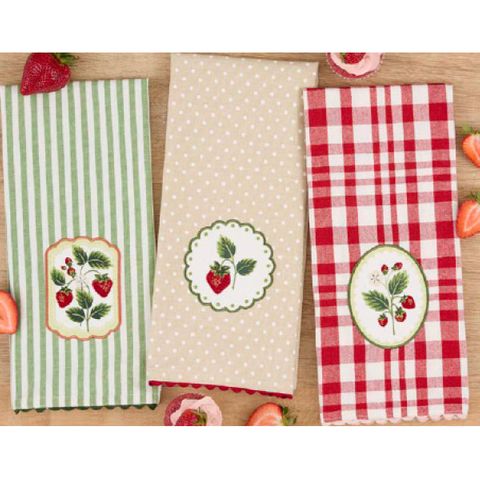 DII SUMMER STRAWBERRIES EMBELLISHED DISH TOWEL