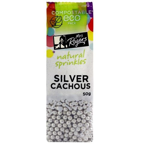 MRS.R.SPRINKLES SILVER CACHOUS 50G