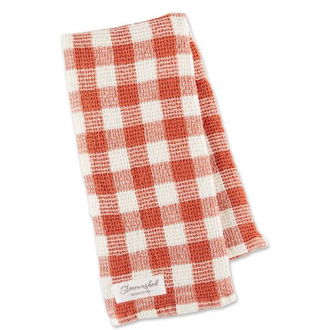 DII STONE WASHED CHECK TEA TOWEL- GINGER