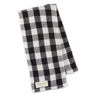 DII STONE WASHED CHECK TEA TOWEL- BLACK