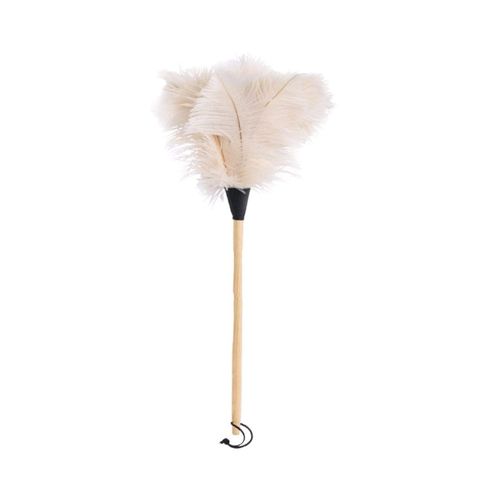 FLORENCE OSTRICH FEATHER DUSTER 44CM- WHITE - BLACK CUFF