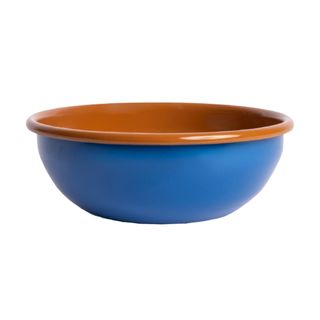 DISHY ENAMEL BOWL 16CM - BLUE & BROWN