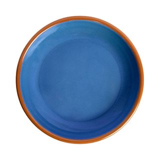 DISHY ENAMEL SERVICE PLATE 20CM - BLUE & BROWN