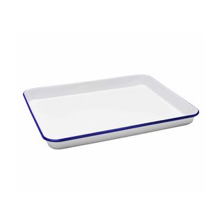 FALCON ENAMEL SWISS ROLL PAN 28CM-WHITE & BLUE
