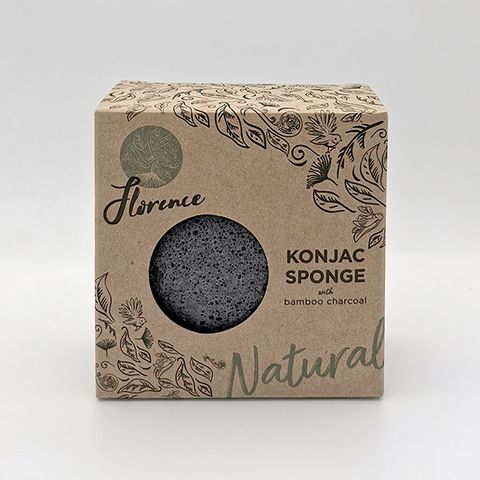 FLORENCE 1/2 BALL KONJAC SPONGE - BAMBOO CHARCOAL