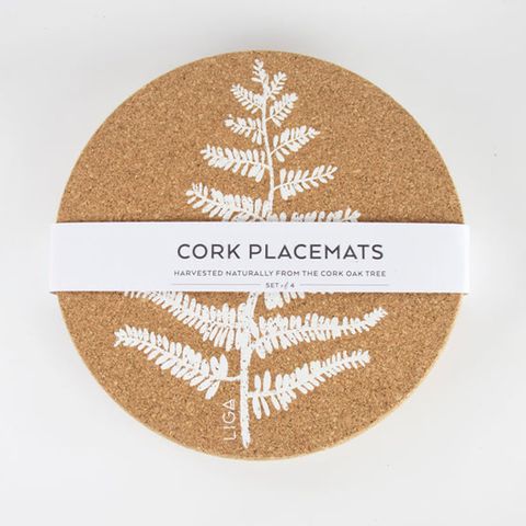 LIGA CORK SET OF 4 PLACEMATS - FERN