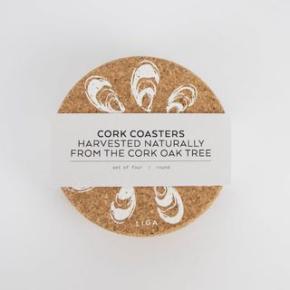 LIGA CORK SET OF 4 COASTERS - OYSTER