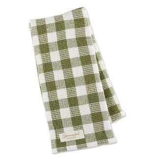 DII STONE WASHED CHECK TEA TOWEL- OLIVE