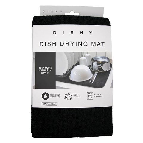DISHY DISH DRY MAT BLACK 40.6 X 45.7CM