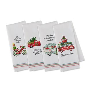 DII HOLIDAYS ON WHEELS DISHTOWELS - MIXED 12 PACK