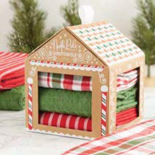 DII GINGERBREAD HOUSE GIFT SET-3 DISHTOWELS IN GIFTBOX